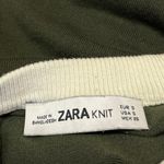 ZARA  Women's Green Cream Colorblock Long Sleeve Cropped Sweater Top Size S Photo 2