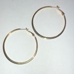 Gold Tone Retro Classic Flat Hoop Boho Pierced Earrings Photo 2