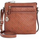 Giani Bernini  Logo Embossed Cognac Leather Crossbody Bag Photo 0