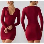 Oh Polly NWT  Oakley Jersey Long Sleeve Plunge Neck Bodycon Mini Dress Ruby Sz 0 Photo 1