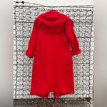 Vintage 80s Basile Red Wool Fringe Trench Coat Western Beyoncé Cowgirl Size M Photo 3