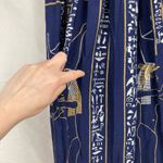 Vintage Womens XXS Egyptian Hieroglyphic Blue Midi Skirt Historical Museum Artsy Photo 5