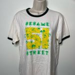 Sesame Street  off white neck sleeve trim t shirt Photo 2