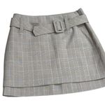 Maje  Jikam Checkered Woven Belted Mini Skirt Beige Academia Old Money Size 40 Photo 4