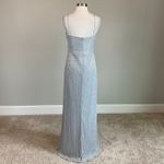 AQUA Metallic Chiffon Long A-Line Evening Gown Silver Size 14 Formal Dress Photo 3
