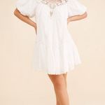 Anthropologie  High Neck Lace Tunic Mini Dress Medium White Lace Ethereal Dainty Photo 0