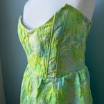 Lulus  Atlia Lime Green Jacquard Bustier Mini Dress Size Extra Large Photo 4