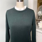 Vila Milano  Hunter Green Layered Look Wool Sweater with Pleated Blouse Large Photo 3