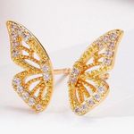 Boutique NEW Gold Plated S925 Half Butterfly Mismatch Diamond Simulate Stud Earrings 0.5” Photo 12