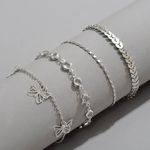4pcs Anklet Butterfly Charm Silver Photo 1