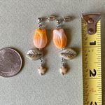 Handmade quality flower/leaf/star Czech glass beads unique fairy simple elegant chic dangle earrings💐💚 Photo 3