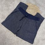 Athleta Bali 100% Linen Pants Tapered Leg Pull On Striped Navy Blue Size 4 Photo 0