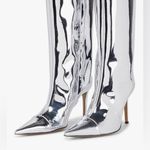 Arqa Knee Silver Metallic High Boots Women Wide Calf Stiletto Heel Zipper 8.5 39 Size undefined Photo 5