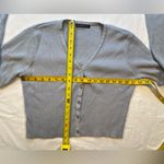 Brandy Melville V Neck Cardigan, button up, light pale blue grey, one size Photo 3