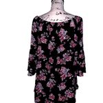 Lavish  black pink floral stretch neck blouse 1X‎ Photo 1
