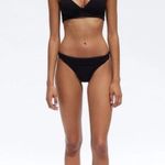 ZARA  HIGH WAISTED SWIM BIKINI BOTTOMS FLORAL LEAF PRINT BLACK SIZE S NEW Photo 2