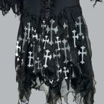 Gothic Black torn shredded look Dress with White Cross Pattern Size L Photo 9