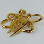 Vintage Signed JJ Gold Tone Art Deco Couple Man and Woman Hat Fashion Brooch Pin Photo 2