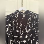 ZARA  Abstract Faces High Neck Cowl Blouse Size XS Black and White Photo 7