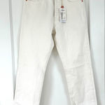 MNG NWT Havana Straight Leg Jeans Cropped Raw Hem High‎ Waist White Size 4 Photo 0