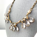 J.Crew  Clear Rhinestone Triad Statement Necklace Antique Brass Photo 1