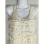 J.Crew  Layering Cream Tiered Ruffle Sequin Scoop‎ Neck Tank Top Blouse Size XS Photo 3
