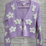 No Boundaries  Purple Floral Knit Cardigan Juniors Small Photo 0