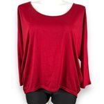 Boutique Womens Shirt Top Dolman Sleeve Pullover Hi Low Slouch Fit Red XXL Photo 0