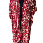Xhilaration Boho Floral Print Rayon Kimono with Tassels in Red XS/S Photo 6