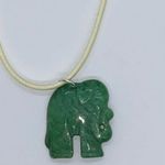 Handmade Cream Wax Green Elephant Necklace Photo 3