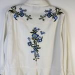 Lola P Embroidered White Cotton Boho Western Floral Button Front Top Size Large Photo 5