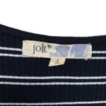 Jolt Women’s Black and White Striped Wide Leg Cropped Jumpsuit Photo 2