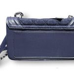 Badgley Mischka NWT Quilted Denim Crossbody Bag Blue Pearls Vegan Leather Chic Photo 4