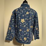 EUC Lifestyle Blue Denim Floral Embroidered Wooden Button Down Jacket size m Size M Photo 7
