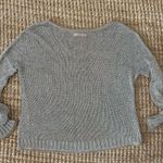 Paper Denim & Cloth  Metallic Gray Crew Neck Sweater Ribbed & Sheer Effect Photo 3