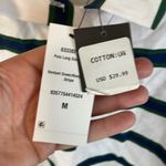 Cotton On Body NWT Navy Verdant‎ Green White Striped LS Cropped Polo Size Medium Blue Photo 5