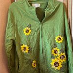 Mandalay Bay French terry Green Jacket with Sunflower Embroidery and beading xl Photo 0