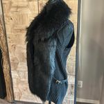 BLL Women's Sweater Vest Size Small Black Faux Fur Side Belts Hippie Boho Photo 3