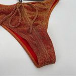 Pretty Little Thing Orange Glitter Ruched Front Brazilian Bikini Bottoms Size 8 Photo 5