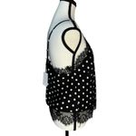Lucy Paris Lace Trim Cami Tank L Black White Polka Dot Rockabilly Monochrome Photo 4