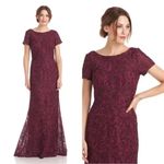JS Collections Merlot Burgundy Red Jolene Soutache Mesh Maxi Dress Size 6 NEW Photo 8