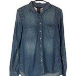 Calvin Klein Blue Cotton Collared Long Sleeve Denim Button Down Shirt Women Sz S Photo 0