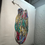 Multicolor Layered Beaded Necklace Silver Bar Toggle Boho Statement Blue Photo 3