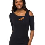 Goldray neckline cut out rib knit top BLACK SIZE 2X Photo 0