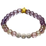 Transparent Purple Beaded Stretch Bracelet Jax Yellow Star 7" Photo 0