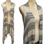 Umgee  Purple & Teal Stripe Maxi Boho Flowy Cardigan Vest Coastal Festival S/M Photo 1