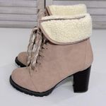 Torrid Foldover Shearling Heeled Combat
Bootie Blush-8W Photo 0