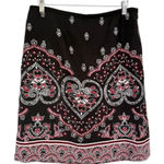 Loft NWT Ann Taylor‎  Silk Paisley Floral Heart Skirt Brown Red White Size 8 Photo 0