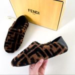 Fendi NWT  FF Shearling Fur Slippers Shoes in Brown Photo 6
