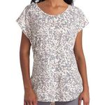 H by Halston H Halston Studio Soft Blush Abstract Animal Scoop Neck Hi Low Pullover Blouse M Photo 0